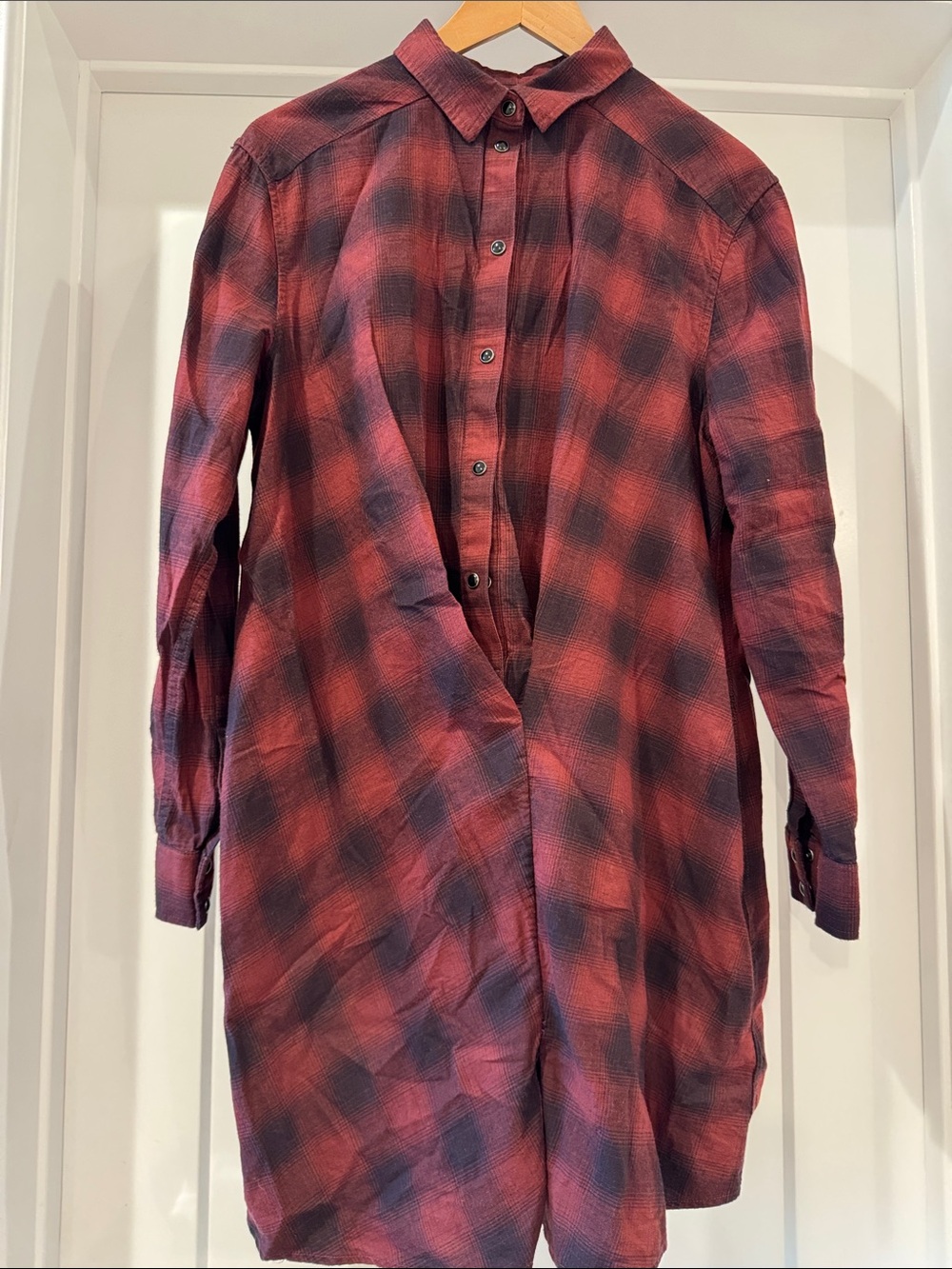 All Saints Red and Black Plaid Mini Dress